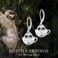 wholesale 925 Sterling Silver Adorable Cup & Sloth Dangle Earrings for Women Girls Gift Idea-0-5