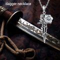 wholesale 925 Sterling Silver Cross with Roses and Sword Pendant Necklace for Women Men Gothic Punk Style  48cm Chain Length-0-4