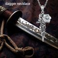 wholesale 925 Sterling Silver Dagger And Rose Pendant Necklace-0-4