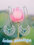 wholesale 925 Sterling Silver Turquoise Bohemian Lotus Drop Earrings for Women-0-5