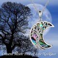 wholesale 925 Sterling Silver Moon & Tree of Life Abalone Shell Inlay Pendant Necklace for Women Irish s-0-1