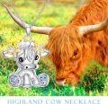 wholesale 925 Sterling Silver Highland Cow Necklace with Blue and Purple Stones for Women - Scottish Cow Pendant s-0-1