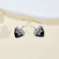 wholesale 925 Sterling Silver Gothic Heart Black Rose Thorn Drop Earrings-0-3