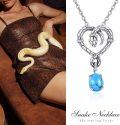 wholesale 925 Sterling Silver Turquoise Snake Heart Pendant Necklace for Women-0-5