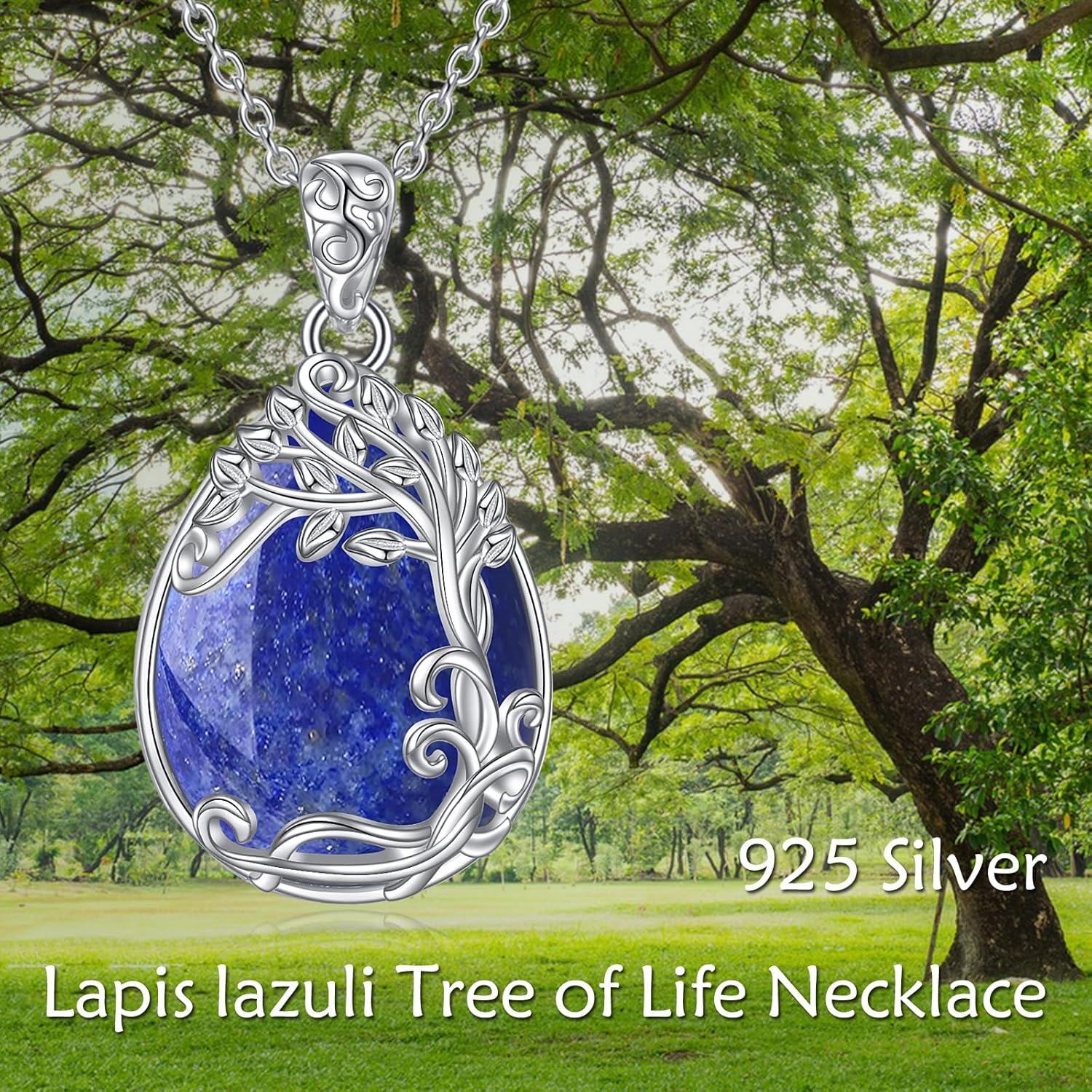 925 Sterling Silver Moonstone Filigree Teardrop Pendant Necklace for Women-0-6