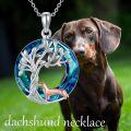 wholesale 925 Sterling Silver Tree of Life with Dachshund and Crystal Necklace-0-5
