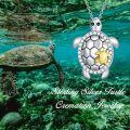 wholesale 925 Sterling Silver Sea Turtle Keepsake Jewelry with Cubic Zirconia and Funnel Pendant Necklace for Ashes-0-5