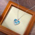 wholesale 925 Sterling Silver Heart-Shaped Pendant with Turquoise and Koi Fish Design - Aquarius (Zodiac) Necklace-0-5