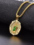 wholesale 925 Sterling Silver & 24k Gold Plated Saint Jude Thaddeus Medal Pendant Necklace for Men/Women-0-1