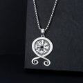 wholesale 925 Sterling Silver Viking Compass Vegvisir Rune Talisman Norse Pendant Necklace  for Men-0-2