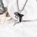 wholesale 925 Sterling Silver Black Shark Pendant Necklace with Cubic Zirconia Accent-0-4