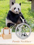 wholesale 925 Sterling Silver 925 Panda Bamboo CZ Pendant Necklace for Women Girls -0-5