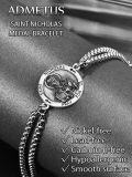 wholesale 925 Sterling Silver Saint Nicholas Medal Charm Bracelet with Extender Chain for Men Women Boys Girls Gift Jewelry Accessories (Silver Tone)-0-4