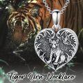 wholesale 925 Sterling Silver Angelic Tiger & Butterfly Heart Pendant Cremation Jewelry Keepsake Urn Necklace with Chain and Funnel Set-0-4