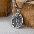 wholesale 925 Sterling Silver Saint Michael Protect Us Medal Necklace - Religious Jewelry for Men & Women -0-3