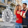 wholesale 925 Sterling Silver Virgin Mary Pray for Us Oval Medal Pendant Necklace-0-3