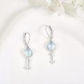 wholesale 925 Sterling Silver Key Shaped Drop Earrings with Blue Opal Stone - Wiccan Goddess  for Women-0-4