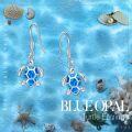 wholesale 925 Sterling Silver Sea Turtle Blue Opal Dangle Earrings Hawaiian Beach s for Women-0-2