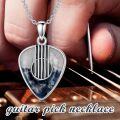 wholesale 925 Sterling Silver Guitar Pick Shaped Opal Stone Musical Note Pendant Necklace-0-5