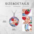 wholesale 925 Sterling Silver Cat Strawberry Round Crystal Pendant Necklace  for Women Girls-0-4