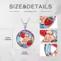 wholesale 925 Sterling Silver Cat Strawberry Round Crystal Pendant Necklace Wholesale  for Women Girls-0-4