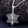 wholesale 925 Sterling Silver Medusa Head in Star of David Pendant Necklace-0-3