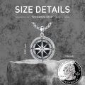 wholesale  & 925 Sterling Silver Mens Compass Pendant Necklace  - Black Stone Accent (24)-0-2