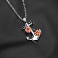 wholesale 925 Sterling Silver Anchor Rose Garnet & Topaz Pendant Necklace for Women Gifts-0-2