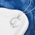 TOUPOP 925 Sterling Silver & Stone Heart Moon Cat Necklace Pendant-0-2