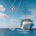 TOUPOP Sterling Silver Crystal Layered Nautical Compass Necklace Gift-0-5