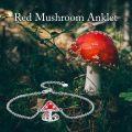 wholesale 925 Sterling Silver Mushroom Red Enamel Adjustable Ankle Anklet-0-4