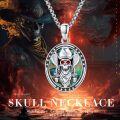 wholesale 925 Sterling Silver Cowboy Skull Pendant with Abalone Shell Gothic Halloween Jewelry for Women and Men -0-1