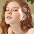 wholesale 925 Sterling Silver Green Clover Stud Earrings Minimalist Hypoallergenic Jewelry for Women Ladies-0-3