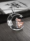 wholesale 925 Sterling Silver 925 Black Onyx Star & Moon Couple's Pendant Necklace for Women-0-4