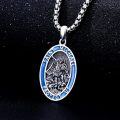 wholesale 925 Sterling Silver Saint Michael Pendant with Blue Enamel and Archangel Cross Necklace (24) -0-1