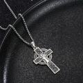 wholesale 925 Sterling Silver  Celtic Knot Cross Necklace with Chain - Mens  for Him-0-2