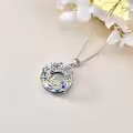 TOUPOP 925 Sterling Silver Blue Crystal Mom Necklace Gift-0-3