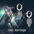 wholesale 925 Sterling Silver Owl Dangle Huggie Hoop Earrings  for Women Girls Teenagers-0-2