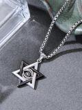 wholesale 925 Sterling Silver & Black  Evil Eye Star Pendant Necklace for Men/Women-0-5