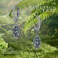 wholesale 925 Sterling Silver Gold-Plated Abalone Shell Leaf Drop Huggies Earings-0-1