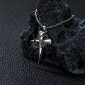 wholesale 925 Sterling Silver Gothic Hammered Cross Necklace with Black Plating and  -0-2