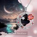 wholesale Sterling Silver Garnet Crescent Moon Star Necklace for Mom Daughter Wife Girlfriend Celtic Jewelry Gift-0-15