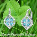 wholesale 925 Sterling Silver Turquoise Four-Leaf Clover Drop Earrings-0-4