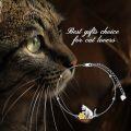 wholesale 925 Sterling Silver Black & White Cats Adjustable Link Chain Bracelet (7-9 inches)-0-2