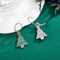 wholesale 925 Sterling Silver Christmas Tree Drop Earrings with Colorful Rhinestones and Bow Accents-0-3