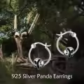 wholesale 925 Sterling Silver Black Enamel Panda Charm Huggie Hoop Earrings Wholesale for Women-0-3