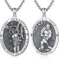 wholesale 925 Sterling Silver Hockey Athlete St. Sebastian Medal Pendant Necklace for Men-0-0