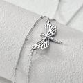 wholesale 925 Sterling Silver Dragonfly Pendant Double Chain Layered Choker Necklaces for Women Gifts-0-2