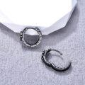 wholesale 925 Sterling Silver Hoop Earrings Viking Wolf Head Blue Enamel Rune Gun Black-0-2