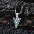 wholesale 925 Sterling Silver with Turquoise and Malachite Arrowhead Pendant Necklace for Men & Women-0-2